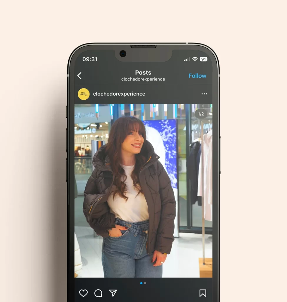 Post social media conçu par l'agence Wait: mettant en avant les enseignes et événements du Cloche d'Or Shopping Center