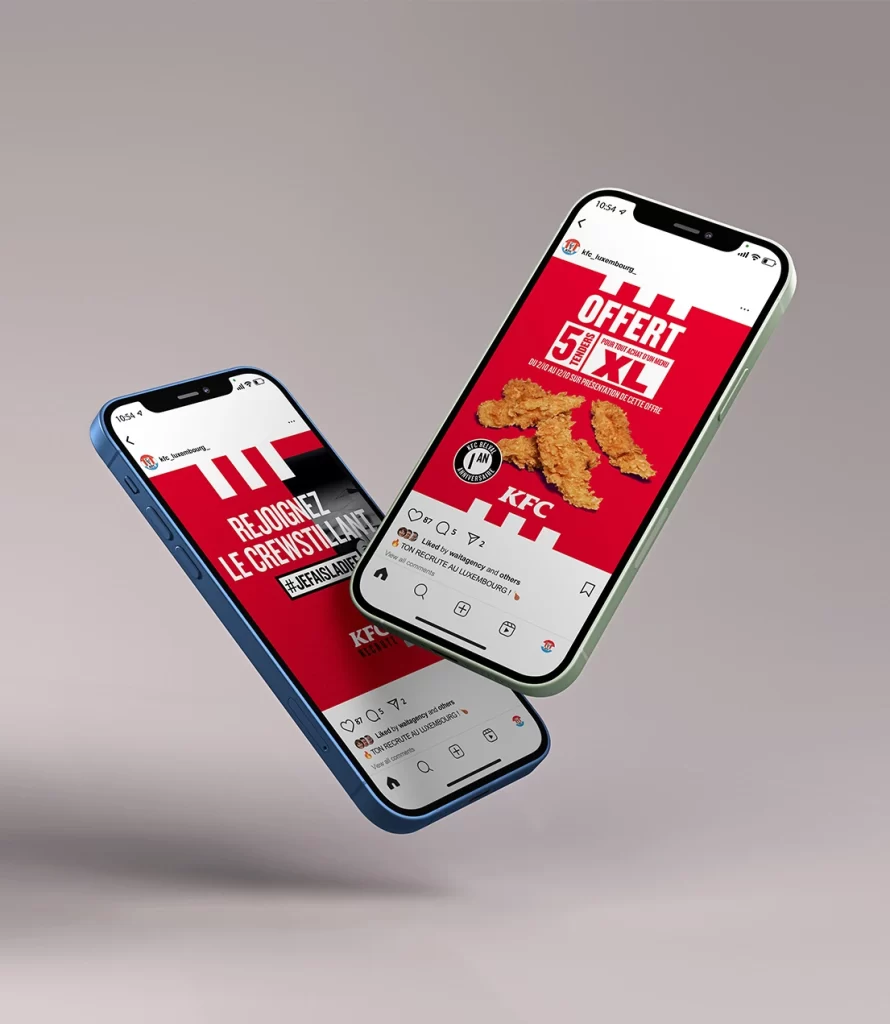 Visuel de signalétique en restaurant KFC conçu par l'agence Wait: pour les points de vente luxembourgeois