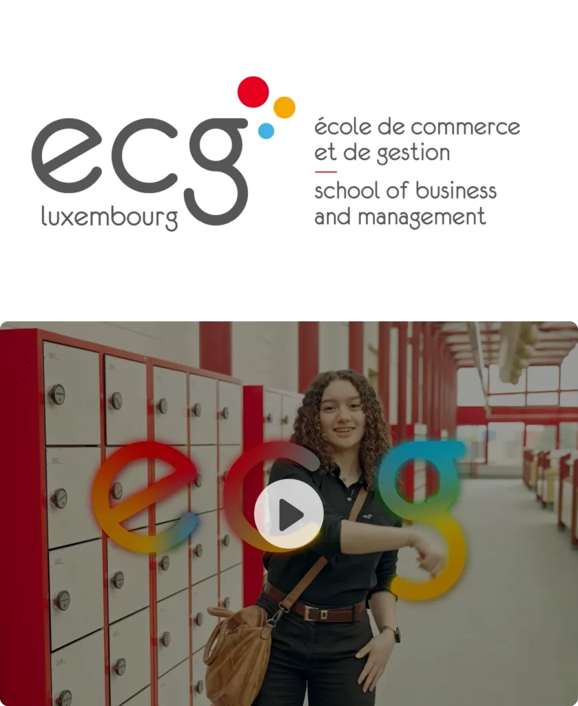 Visuel principal du projet ECG conçu par l'agence Wait: illustrant la campagne de communication pour l'École de Commerce et de Gestion au Luxembourg