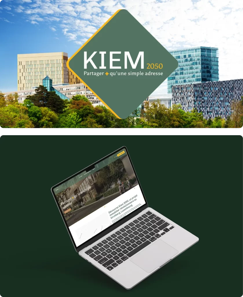 Visuel principal du projet immobilier KIEM 2050 conçu par l'agence Wait: présentant le futur bâtiment durable au Kirchberg à Luxembourg