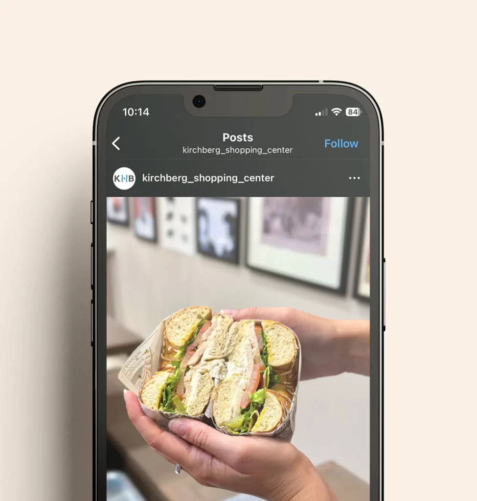 Post social media conçu par l'agence Wait: mettant en avant les enseignes du Kirchberg Shopping Center