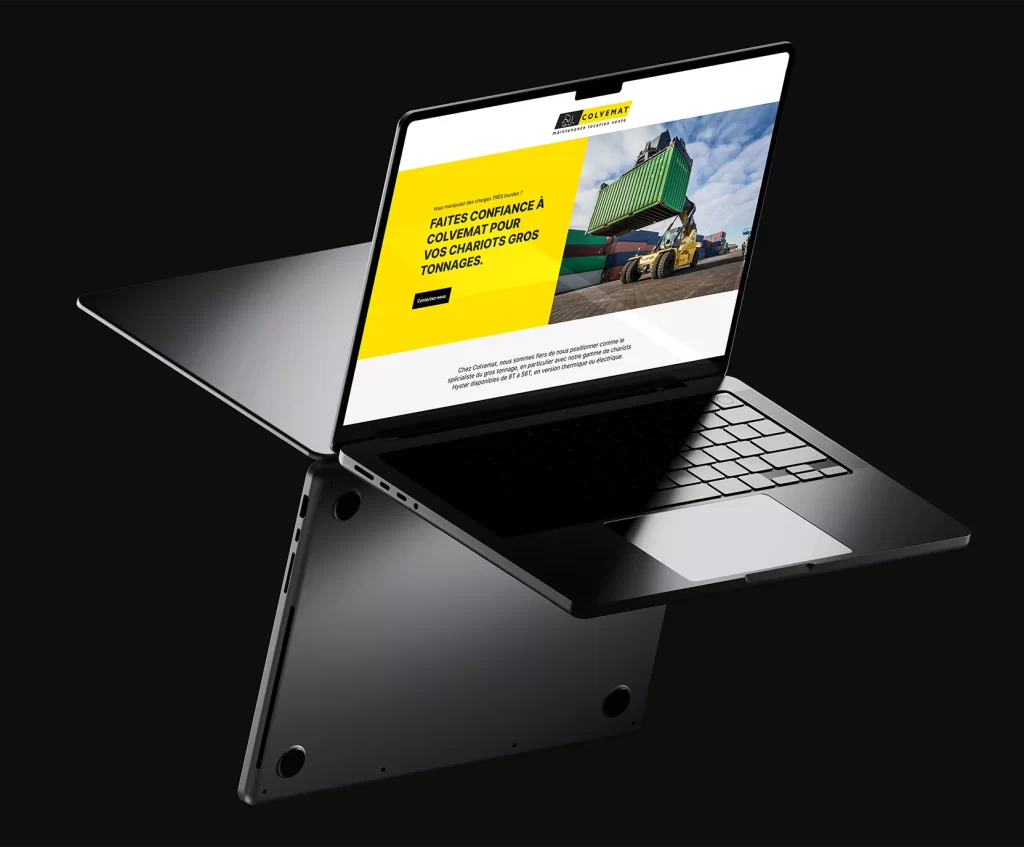 Mockup de la landing page Colvemat réalisée par l'agence Wait: pour la mise en avant des offres du moment