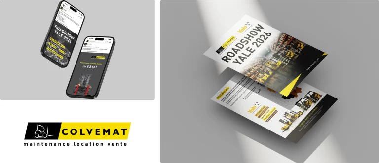 Visuel principal du projet Colvemat conçu par l'agence Wait: présentant la stratégie de communication pour le distributeur de matériels industriels