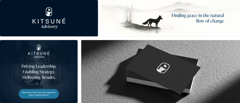 Grille présentant la nouvelle identité visuelle de Kitsuné Advisory imaginée par l’agence Wait: