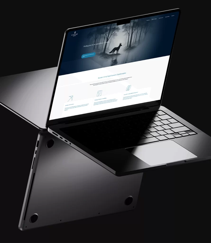 Page du site Kitsuné Advisory montrant l’architecture et le design global, imaginée par l’agence Wait: