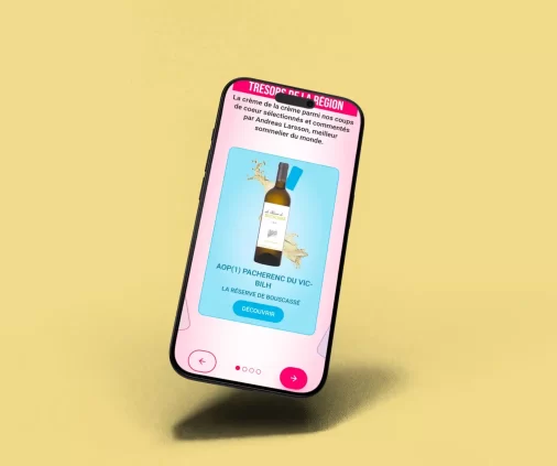 Visuel de la campagne vins SOCAMIL réalisé par l'agence Wait: pour la foire aux vins E.Leclerc en Occitanie