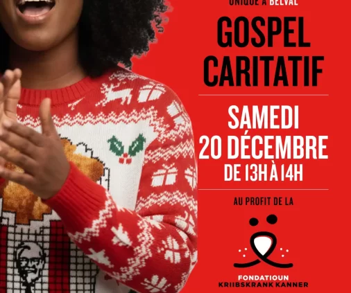 Post réseaux sociaux pour l'événement Gospel KFC Luxembourg réalisé par l'agence Wait: